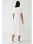 Kadın Yuvarlak Yaka Kısa Kollu Basic Midi Elbise Busem Collection White 5
