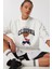 Ayıcık Armalı Baskılı Oversize Örme Sweatshirt LMC0074 Ekru 3