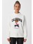 Ayıcık Armalı Baskılı Oversize Örme Sweatshirt LMC0074 Ekru 5