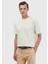 Ekru Jakarlı Bisiklet Yaka T-Shirt 1