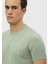 Açık Yeşil Bisiklet Yaka Düz Örgü Keten Karışımlı Triko 4