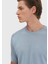 Açık Mavi Bisiklet Yaka Jakarlı Keten Karışımlı Triko 4