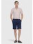 Lacivert Düz Dokuma Regular Fit Casual Pamuk Karışımlı Bermuda 1