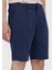 Lacivert Düz Dokuma Regular Fit Casual Pamuk Karışımlı Bermuda 3
