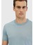 Açık Mavi Bisiklet Yaka Düz Örgü Keten Karışımlı Triko 4