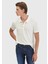 Ekru Düz Polo Yaka %100 Keten T-Shirt 3