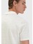 Ekru Düz Polo Yaka %100 Keten T-Shirt 5