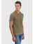 Yağ Yeşili Jakarlı Polo Yaka %100 Pamuk T-Shirt 3