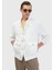 Beyaz Regular Fit Dik Yaka Casual Dokuma Mont 3