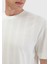 Ekru Jakarlı Bisiklet Yaka %100 Pamuk T-Shirt 5