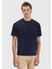 Lacivert Düz Bisiklet Yaka %100 Pamuk T-Shirt 1