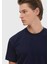 Lacivert Düz Bisiklet Yaka %100 Pamuk T-Shirt 3