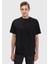 Siyah Düz Bisiklet Yaka %100 Pamuk T-Shirt 1
