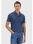 Indigo Düz Polo Yaka %100 Pamuk T-Shirt 1