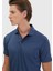 Indigo Düz Polo Yaka %100 Pamuk T-Shirt 4