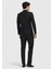 Siyah Düz Fashion Slim Fit Kruvaze Yaka Dokuma Smokin Takım Elbise 5