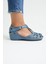 Kadın Comfort Deri Sandalet Mavi 18791382 4