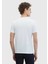 Beyaz Düz Bisiklet Yaka Pamuk Karışımlı T-Shirt 5