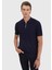Lacivert Polo Yaka Jakarlı Triko 1
