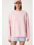 Fermuar Detaylı Şardonlu Sweatshirt LUB0003 Pembe 4