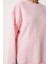 Fermuar Detaylı Şardonlu Sweatshirt LUB0003 Pembe 5