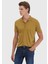 Yağ Yeşili Düz Polo Yaka Pamuk Karışımlı T-Shirt 1