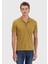 Yağ Yeşili Düz Polo Yaka Pamuk Karışımlı T-Shirt 3
