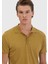 Yağ Yeşili Düz Polo Yaka Pamuk Karışımlı T-Shirt 4