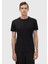 Siyah Düz Bisiklet Yaka %100 Pamuk T-Shirt 1