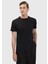 Siyah Düz Bisiklet Yaka %100 Pamuk T-Shirt 2
