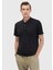 Siyah Düz Polo Yaka Pamuk Karışımlı T-Shirt 1