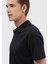 Siyah Düz Polo Yaka Pamuk Karışımlı T-Shirt 4