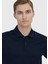 Lacivert Düz Polo Yaka %100 Pamuk T-Shirt 3