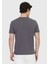 Antrasit Düz Bisiklet Yaka %100 Pamuk T-Shirt 4