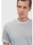 Açık Gri Düz Bisiklet Yaka %100 Pamuk T-Shirt 3