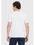 Beyaz Düz Bisiklet Yaka %100 Pamuk T-Shirt 5