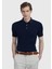 Lacivert Polo Yaka Jakarlı Pamuk Karışımlı Triko 1
