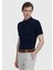 Lacivert Polo Yaka Jakarlı Pamuk Karışımlı Triko 3