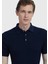 Lacivert Polo Yaka Jakarlı Pamuk Karışımlı Triko 4