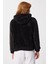 Kapüşonlu Nakış Işlemeli Peluş Sweatshirt LZV0024 Siyah 5