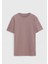 Gül Kurusu Düz Bisiklet Yaka %100 Pamuk T-Shirt 1