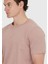 Gül Kurusu Düz Bisiklet Yaka %100 Pamuk T-Shirt 3