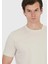 Bej Düz Bisiklet Yaka %100 Pamuk T-Shirt 3