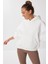 Oversize Kapüşonlu Şardonlu Örme Sweatshirt LMC0073 Ekru 2