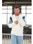 Oversize Erkek Kolları Garnili Selanik Örme Erkek Sweatshirt - Ekru 4