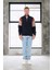 Oversize Erkek Kolları Garnili Selanik Örme Erkek Sweatshirt - Lacivert 4