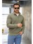 Selanik Örme Kumaş Yarım Fermuar Erkek Sweatshirt - Haki 2
