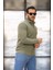 Selanik Örme Kumaş Yarım Fermuar Erkek Sweatshirt - Haki 5