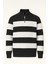 Çizgili Selanik Örgülü Yarım Fermuar Triko Erkek Kazak - Siyah 1