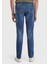 Indigo Düz Slim Fit Denim Pamuk Karışımlı Pantolon 4
